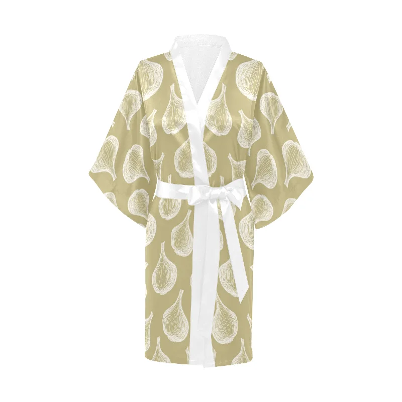 Garlic design pattern Women's Short Kimono Robe