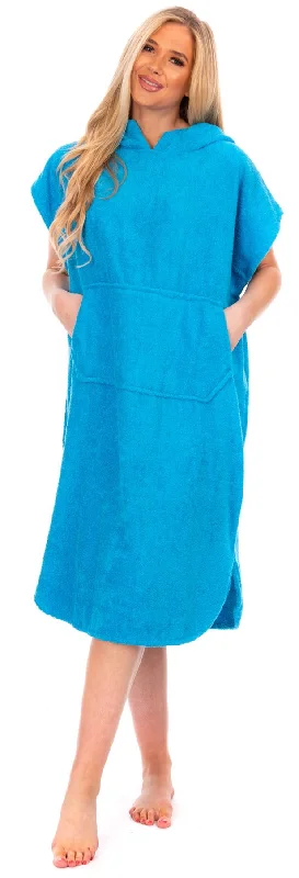 Ladies 100% Cotton Changing Robe, Aqua