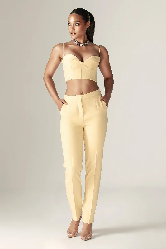 Cleo Tailored Straight Pants (Soft Yellow)