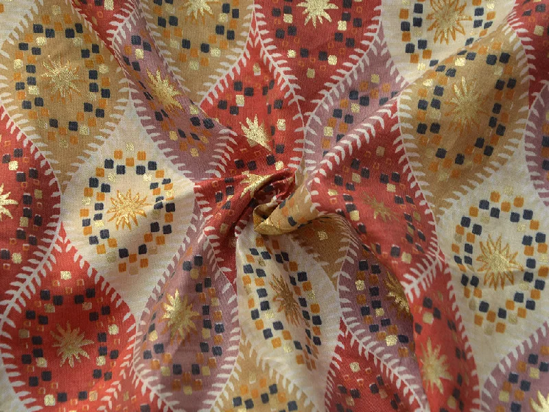 Multicolor Waves Design Premium Modal Chanderi Silk Fabric