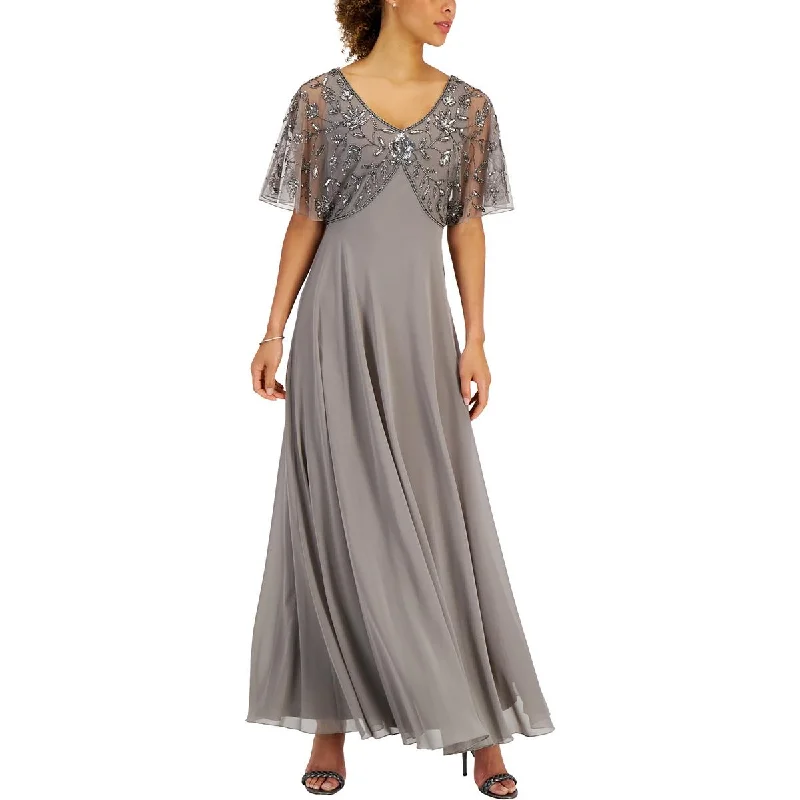 JKara Womens Lace Embroidered Evening Dress